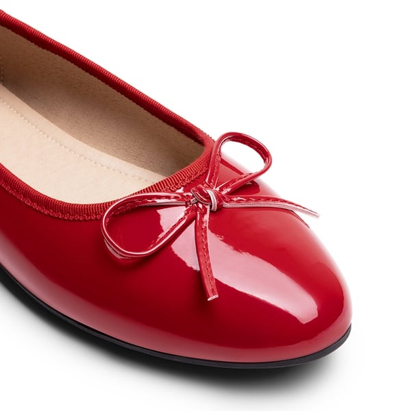 Bow Dual-tone Cap Toe Flats - RED-PAT - 7