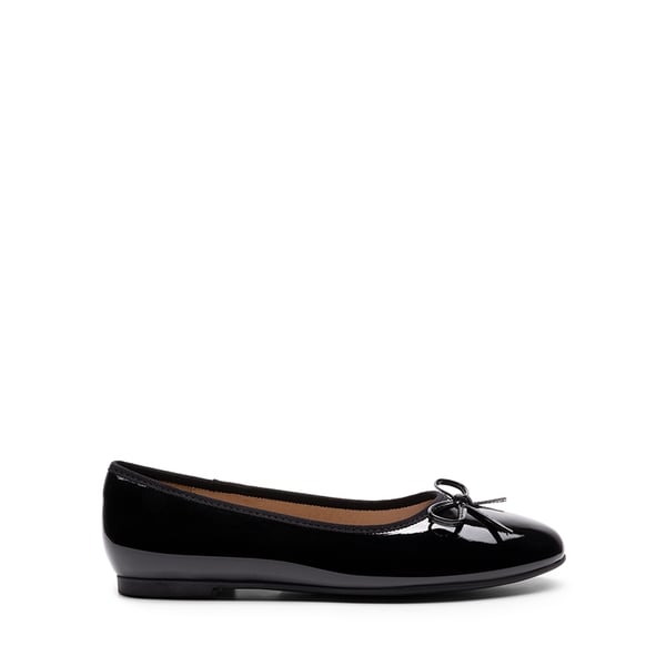 Bow Dual-tone Cap Toe Flats - BLACK-PAT - 3