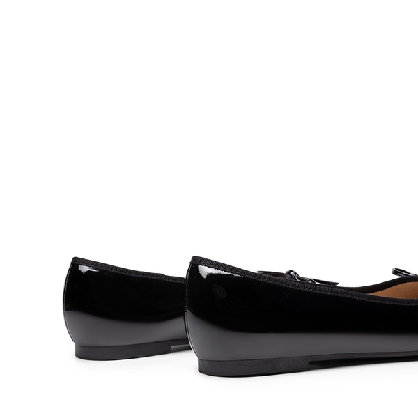 Bow Dual-tone Cap Toe Flats - BLACK-PAT - 5
