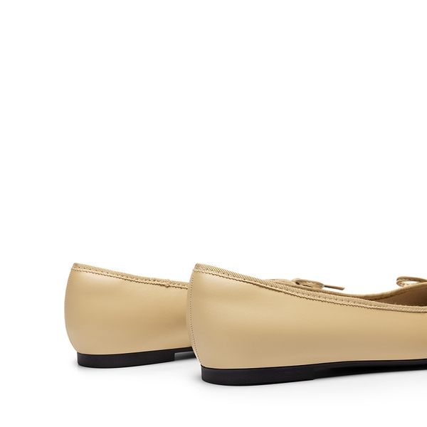 Bow Dual-tone Cap Toe Flats - NUDE-PU - 5