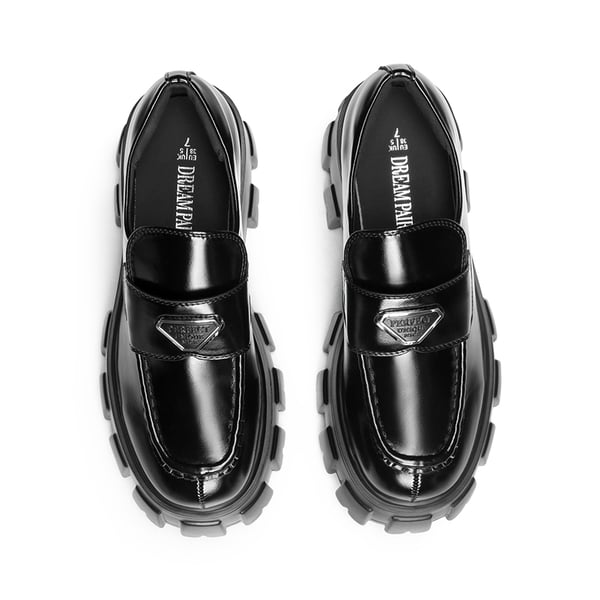 Lug Sole Chunky Platform Loafers  - BLACK-PAT - 4
