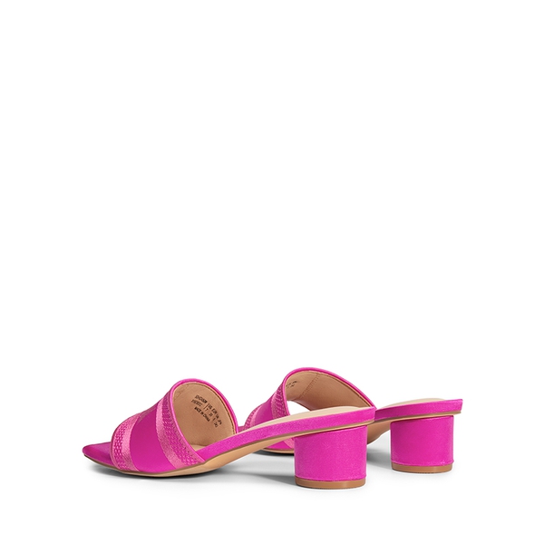 Jacquard Cylindrical Heel Slide Sandals - HOT PINK - 5