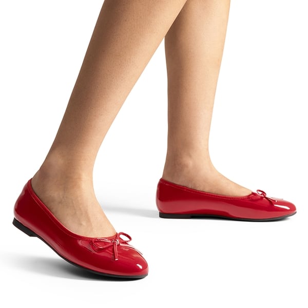 Bow Dual-tone Cap Toe Flats - RED-PAT - 2