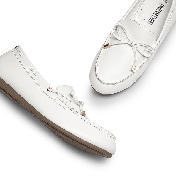 Arch Support Bowknot Loafers - WHITE - 5