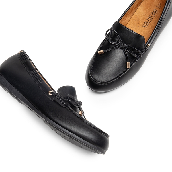 Arch Support Bowknot Loafers - BLACK - 5