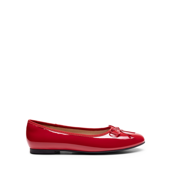 Bow Dual-tone Cap Toe Flats - RED-PAT - 3