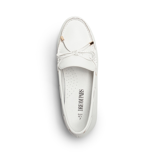 Arch Support Bowknot Loafers - WHITE - 4