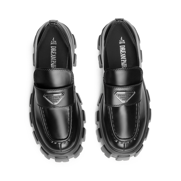 Lug Sole Chunky Platform Loafers  - BLACK - 4