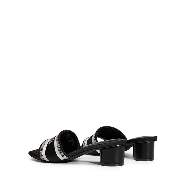 Jacquard Cylindrical Heel Slide Sandals - BLACK - 5