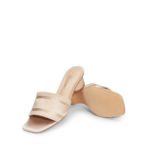 Jacquard Cylindrical Heel Slide Sandals - NUDE - 6