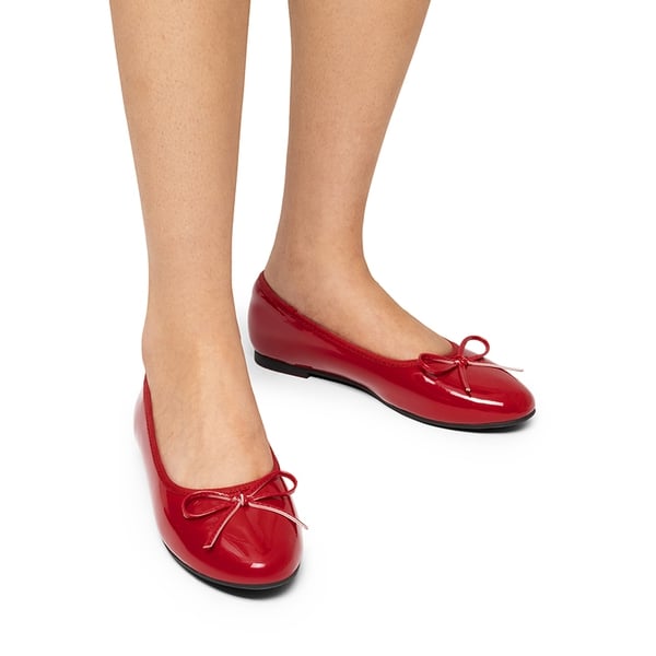 Bow Dual-tone Cap Toe Flats - RED-PAT - 1