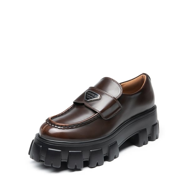 Lug Sole Chunky Platform Loafers  - BROWN -  0