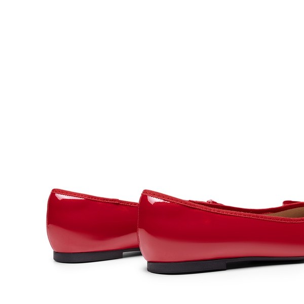 Bow Dual-tone Cap Toe Flats - RED-PAT - 5