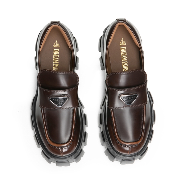 Lug Sole Chunky Platform Loafers  - BROWN - 4