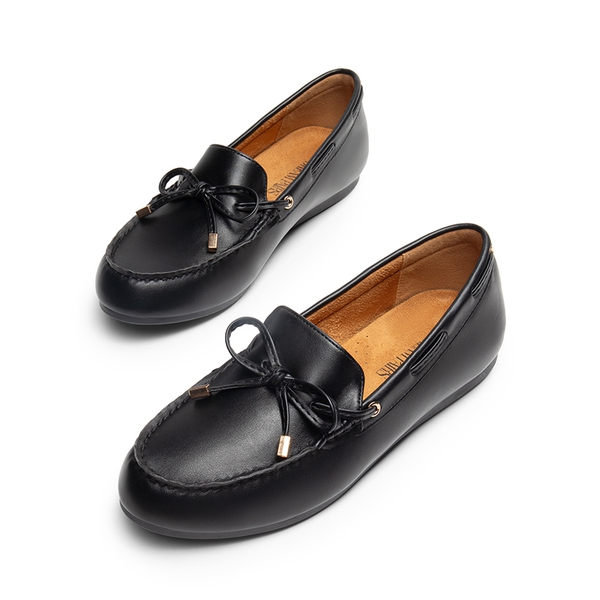 Arch Support Bowknot Loafers - BLACK - 6
