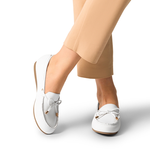 Arch Support Bowknot Loafers - WHITE - 1