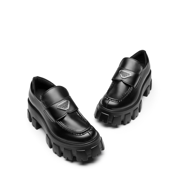 Lug Sole Chunky Platform Loafers  - BLACK - 5
