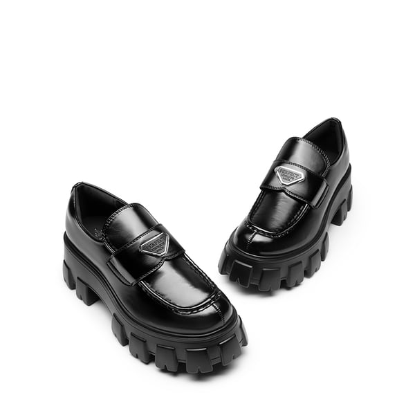 Lug Sole Chunky Platform Loafers  - BLACK-PAT - 5