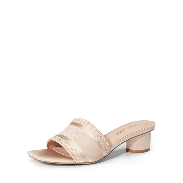 Jacquard Cylindrical Heel Slide Sandals - NUDE -  0
