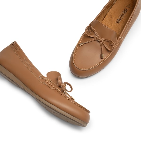 Arch Support Bowknot Loafers - TAN - 5