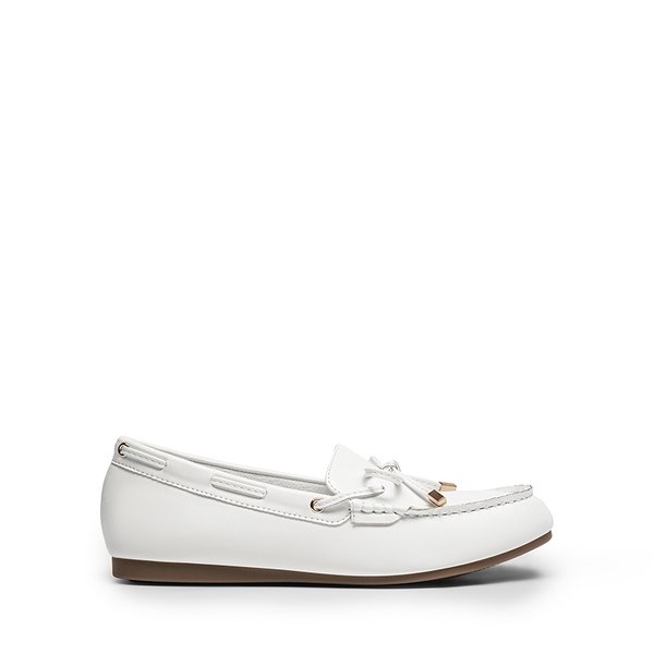 Arch Support Bowknot Loafers - WHITE - 3
