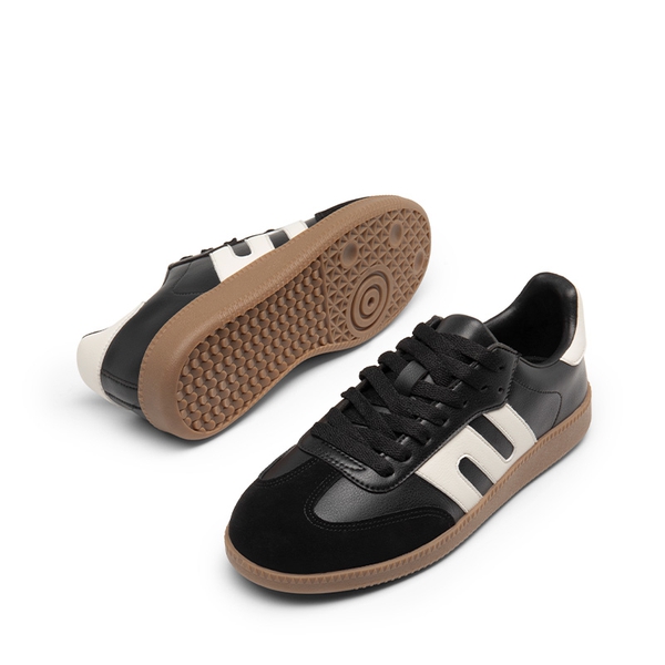 [Nia] Retro Faux Suede Toe Fashion Sneakers - BLACK - 5