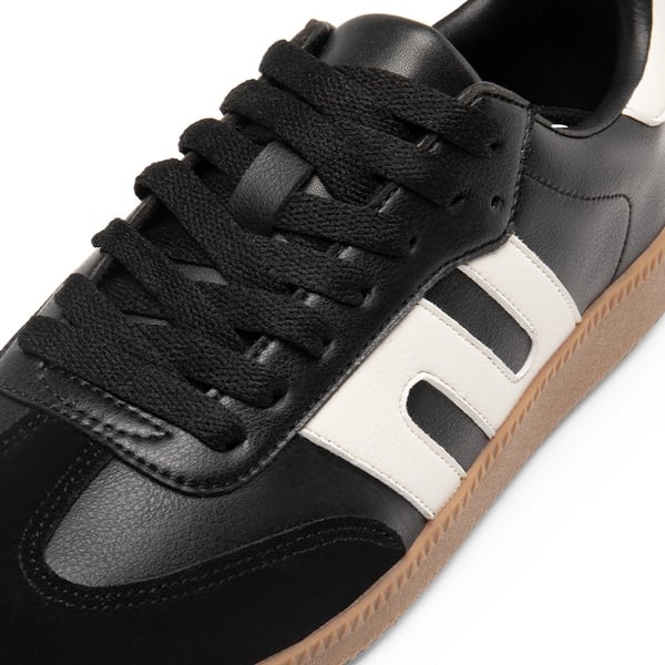 [Nia] Retro Faux Suede Toe Fashion Sneakers - BLACK - 6