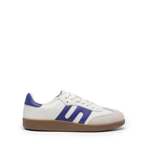 [Nia] Retro Faux Suede Toe Fashion Sneakers - WHITE PURPLE - 3