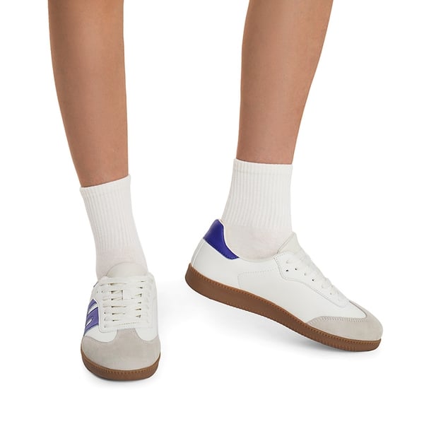 [Nia] Retro Faux Suede Toe Fashion Sneakers - WHITE PURPLE - 2