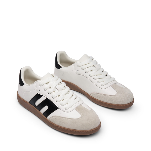 [Nia] Retro Faux Suede Toe Fashion Sneakers - WHITE BLACK - 4