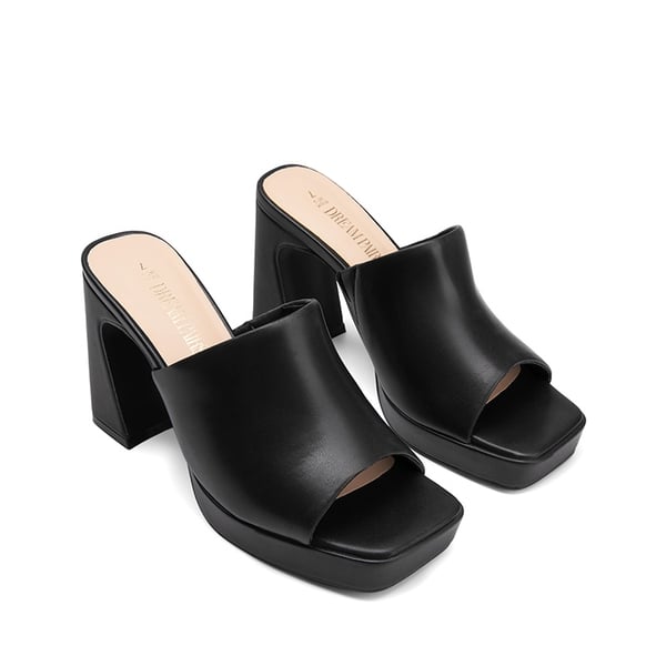 Square Toe Chunky Sandals - BLACK - 5