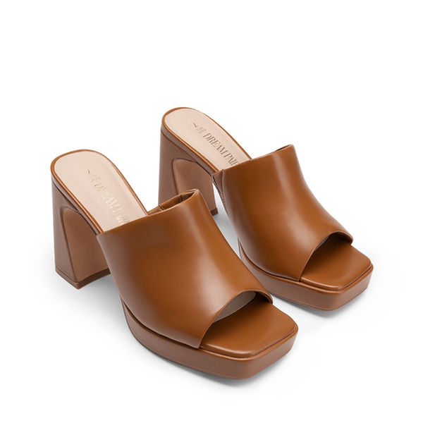 Square Toe Chunky Sandals - TAN - 5