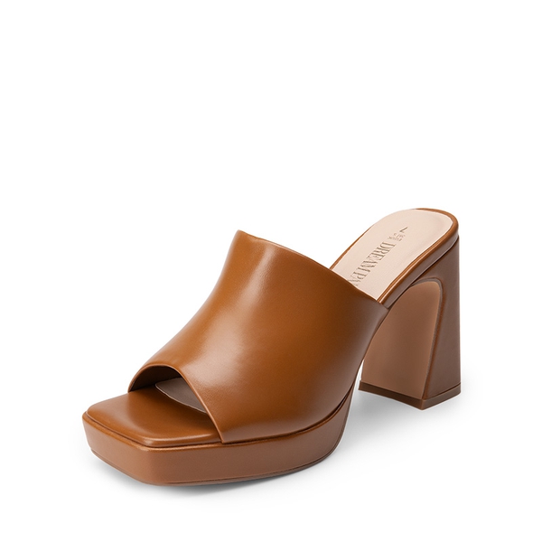 Square Toe Chunky Sandals - TAN -  0