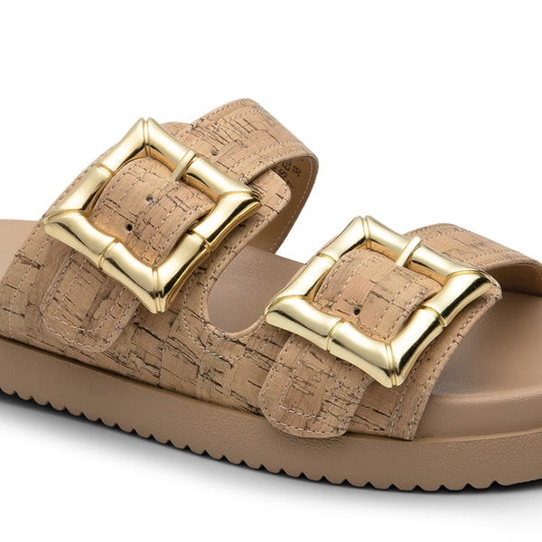 Arch Support Buckle Slide Sandals - CORK - 6