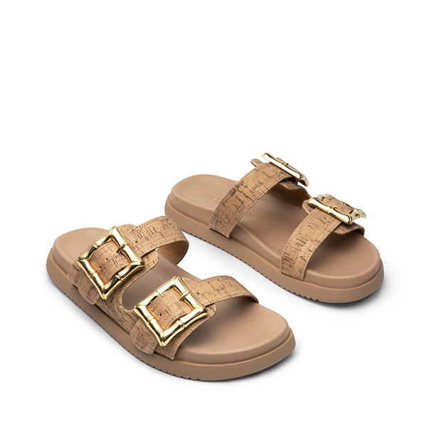 Arch Support Buckle Slide Sandals - CORK - 5