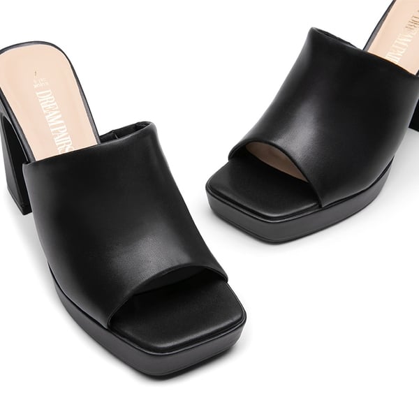 Square Toe Chunky Sandals - BLACK - 6