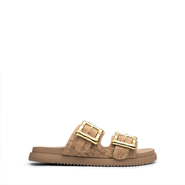 Arch Support Buckle Slide Sandals - CORK - 3