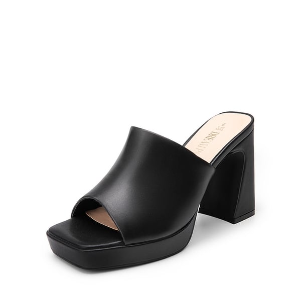 Square Toe Chunky Sandals - BLACK -  0