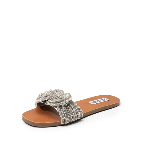Rhinestone Knotted Slide Sandals - SILVER -  0