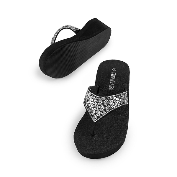 Rhinestone wedge flip flops outlet