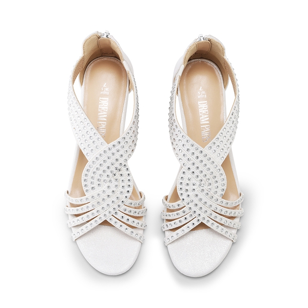 Rhinestone Wedge Sandals - WHITE - 5