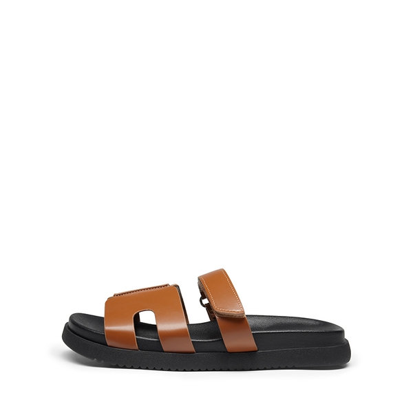 Geometric Cutout Slide Sandals - BROWN - 3
