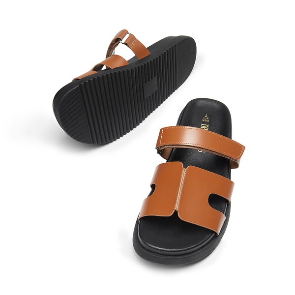 Geometric Cutout Slide Sandals - BROWN - 5