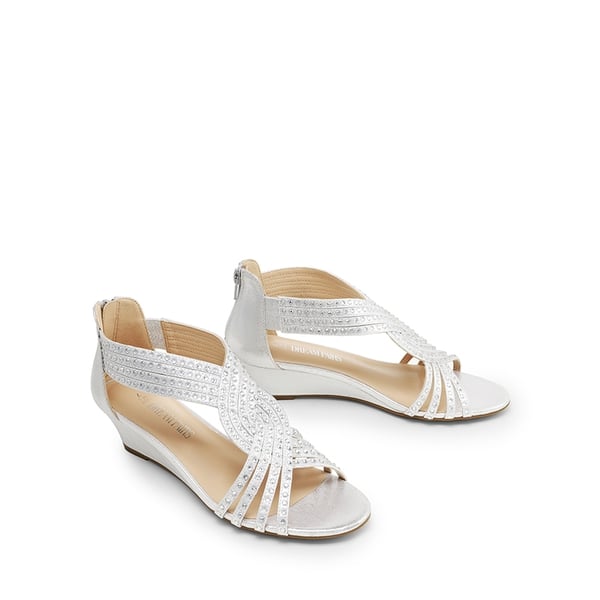 Rhinestone Wedge Sandals - SILVER - 6