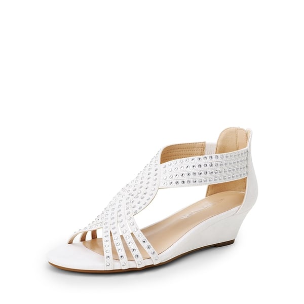 Rhinestone Wedge Sandals - WHITE -  0