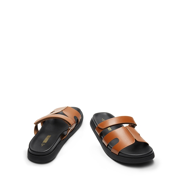 Geometric Cutout Slide Sandals - BROWN - 6