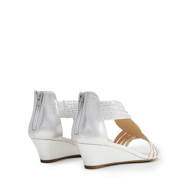 Rhinestone Wedge Sandals - SILVER - 4