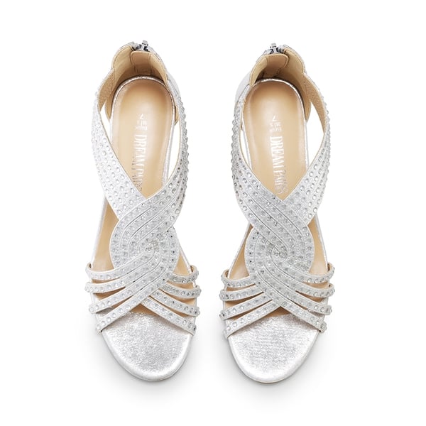 Rhinestone Wedge Sandals - SILVER - 5