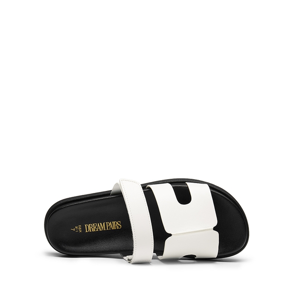 Geometric Cutout Slide Sandals - WHITE - 4