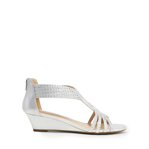 Rhinestone Wedge Sandals - SILVER - 3